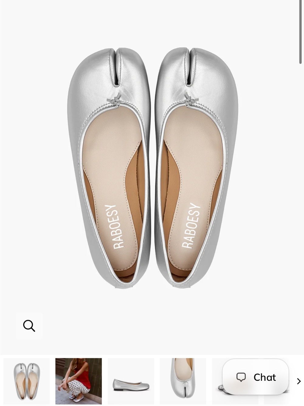RABOESY Tabi Ballet Flat Silver